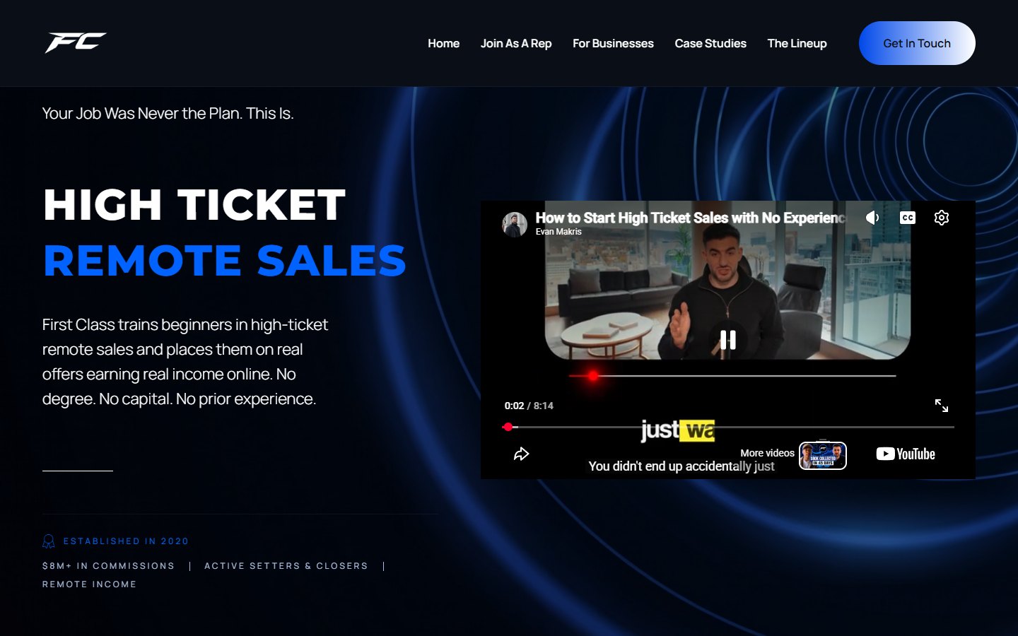 Sales First Class website