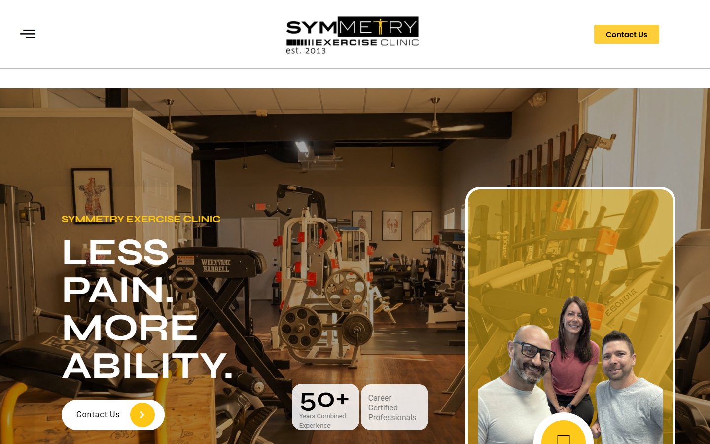 Symmetry Exercise Clinic website